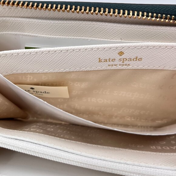 Kate Spade Cedar Street Daisy Tote Green Floral Leather Zip Closure & Wallet - Picture 13 of 16